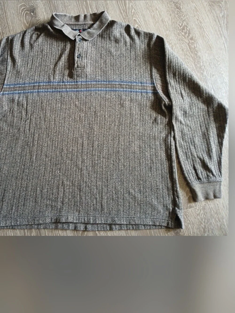 Pierre Cardin Brown Polo Sweater with Blue Chest Stripes 100% Cotton